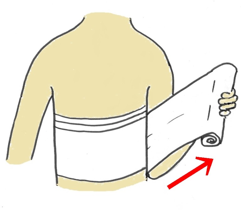 How to wrap/bind your chest by Sarashi 2 (not folded) JAPANESE