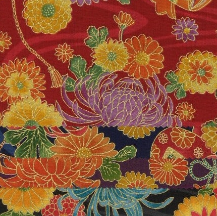1133BR-D chrysanthemum flower Japan cotton fabric wholesale 36M (Sevenberry)