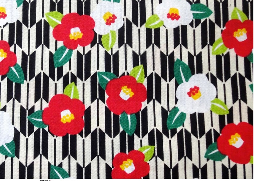 HJ2034 Camellia japonica Yagasuri japan traditional pattern fabric