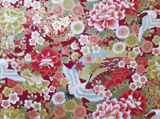 HJ2055 Crane,flowers,folding fan colorful Japanese pattern fabric