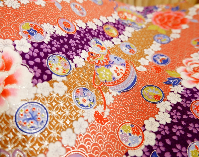 HJ2062 Colorful silver Japanese pattern peony botan flower mari cotton fabric