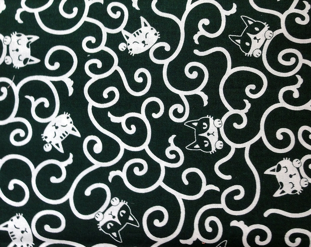HJ2072 CAT Karakusa pattern animal Kawaii fabric wholesale