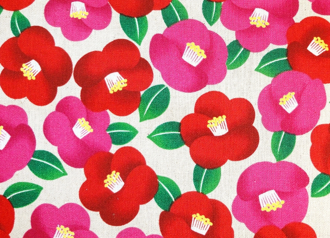 HJ2086 Tsubaki Camellia Japanese flower fabric sell by the roll