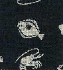 88223-D10 Like Indigo Fish pattern fabric Japan (Sevenberry 13M, 53M)