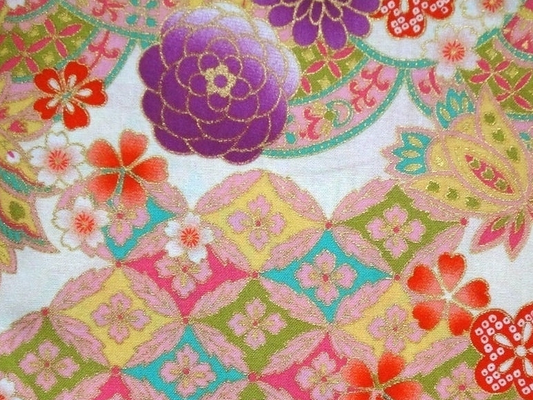 HJ2007 retro colorful japanese pattern sakura cotton fabric Gold 36M