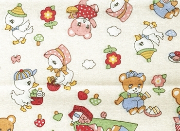 HJ2130 Japanese retro pattern kawaii bear cub duck fabric