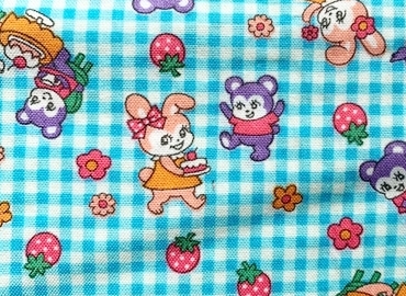 HJ2131 Japanese retro pattern kawaii bear cub fabric