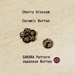 BT204 Cherry Blossom pattern Ceramic Button Japan black