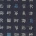 Discontinued 88335 #2 Like Indigo Kanji character letter Japanese pattern fabric (Sevenberry)10,53M